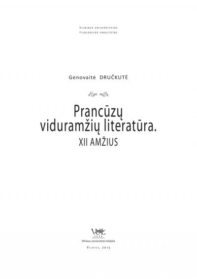 Genovaite Dručkutė — Prancūzų viduramžių literatūra XII a
