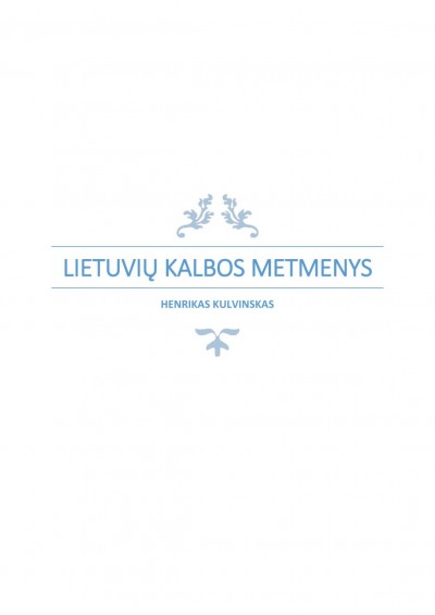 Henrikas Kulvinskas — Lietuviu kalbos metmenys