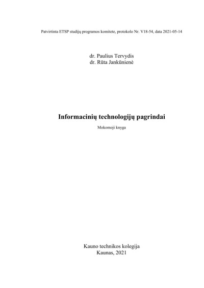 Paulius Tervydis & Rūta Jankūnienė — Informacinių technologijų pagrindai