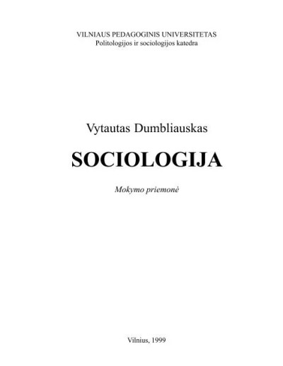 Vytautas Dumblauskas — Sociologija